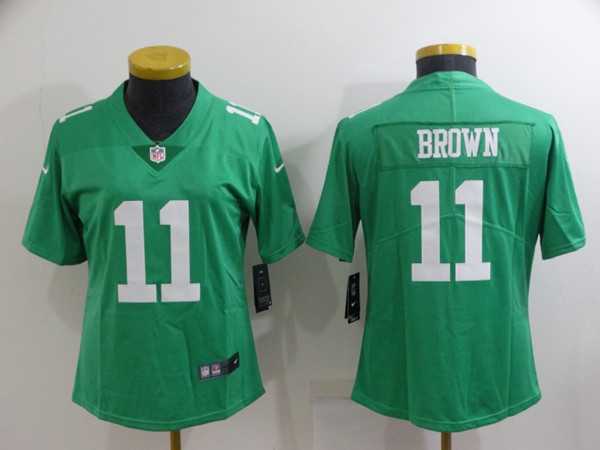 Womens Philadelphia Eagles #11 A. J. Brown Green Vapor Untouchable Limited Stitched Football Jersey